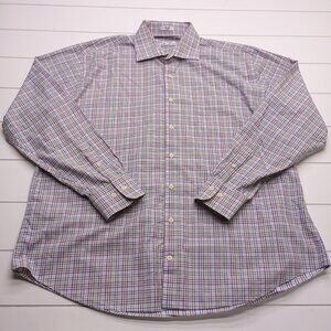 Peter Millar Multicolor Plaid Button-Down Shirt XL 100% Cotton Long Sleeve